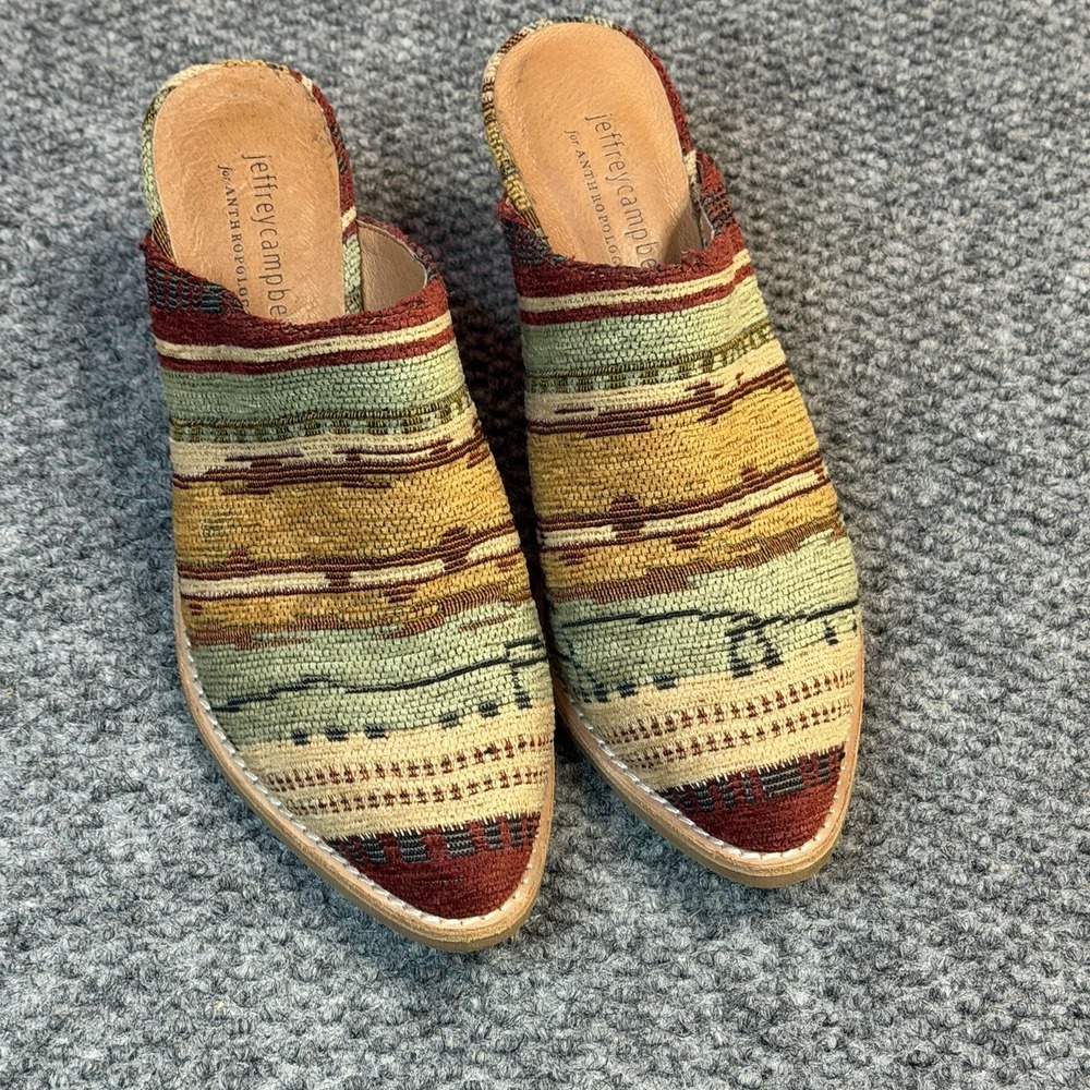 Retired Anthropologie Jeffrey Campbell Tapestry Clogs Mules Slides 6.5
